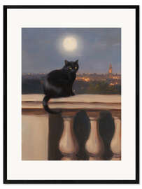 Kehystetty taidepainatus Moonlight Cat