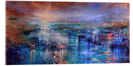 Quadro em acrílico Here and now - Sunset over a wide lake landscape - Annette Schmucker