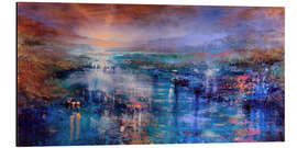 Alubild Hier und jetzt - Sonnenuntergang über weiter Seenlandschaft