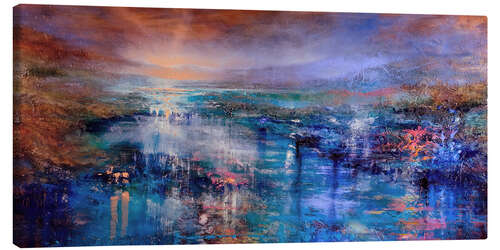 Canvas print Here and now - Sunset over a wide lake landscape