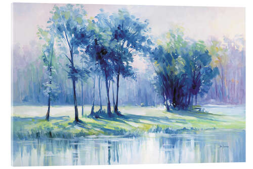 Obraz na szkle akrylowym Serene trees by a reflective river