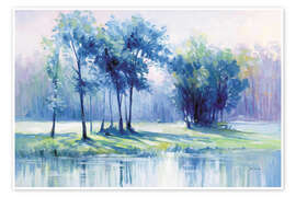 Stampa Serene trees by a reflective river - Leon Devenice