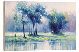 Wood print Serene trees by a reflective river - Leon Devenice