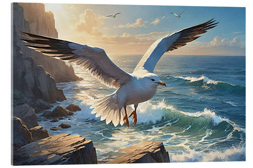 Akrylbillede Seagull on the coast