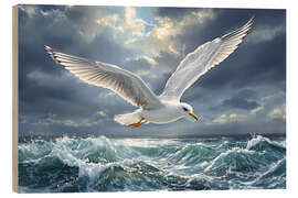 Trätavla Seagull over the sea
