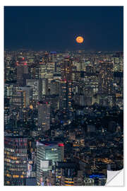 Wall sticker Full moon over Tokyo - Andreas Wonisch