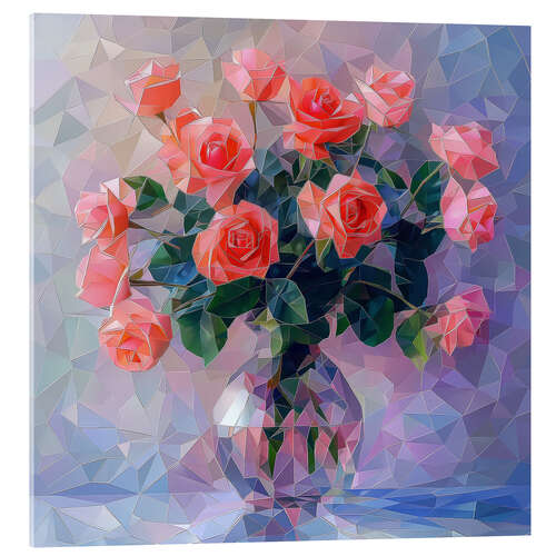 Obraz na szkle akrylowym Scarlet roses in a glass vase
