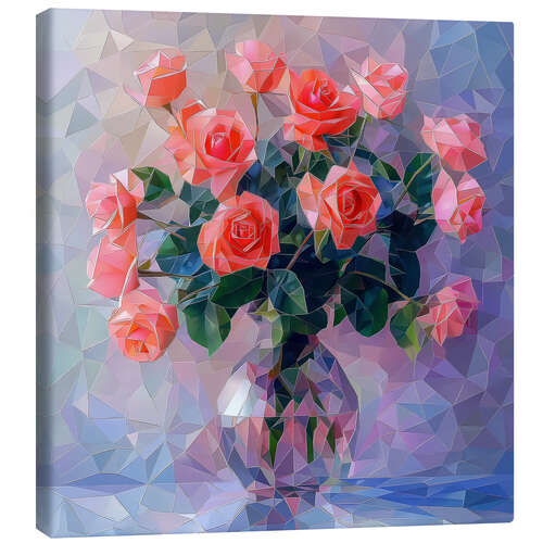 Tableau sur toile Scarlet roses in a glass vase