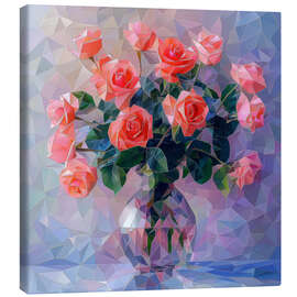 Tableau sur toile Scarlet roses in a glass vase - Maria Tuzhilkina