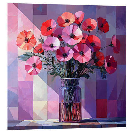 Akryylilasitaulu Red poppies in a vase
