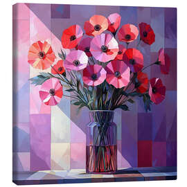 Leinwandbild Rote Mohnblumen in einer Vase