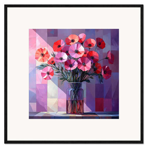 Plakat artystyczny premium w ramie Red poppies in a vase
