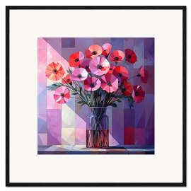 Impression artistique encadrée Red poppies in a vase