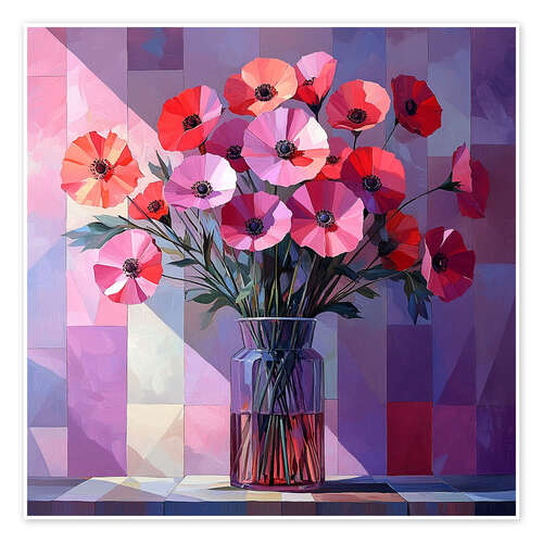 Poster Red poppies in a vase