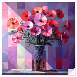 Adesivo murale Red poppies in a vase