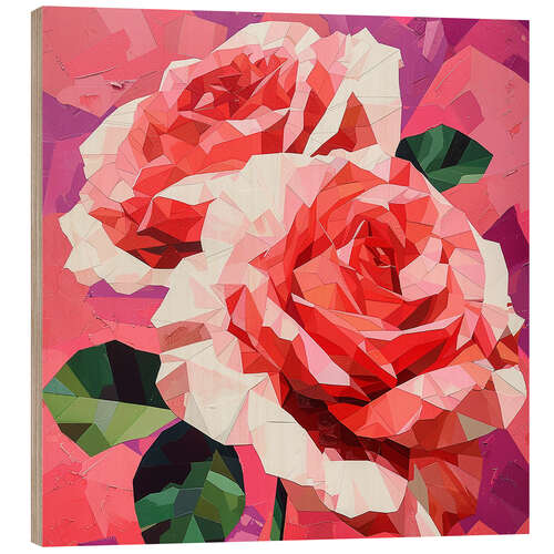 Quadro de madeira Rosas de cristal