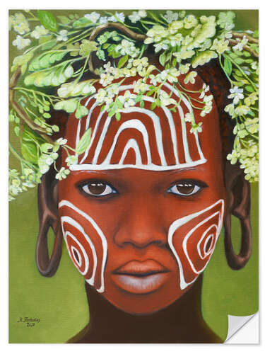 Vinilo para la pared African beauty with headdress