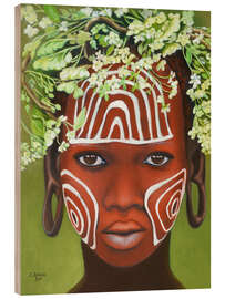 Tableau en bois African beauty with headdress