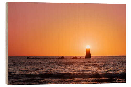 Tableau en bois Sunset Lighthouse