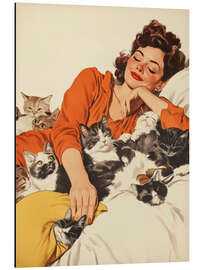 Print på aluminium Sleeping with Kitties