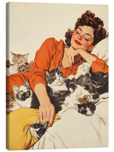 Canvas print Sleeping with Kitties