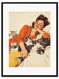 Framed art print Sleeping with Kitties