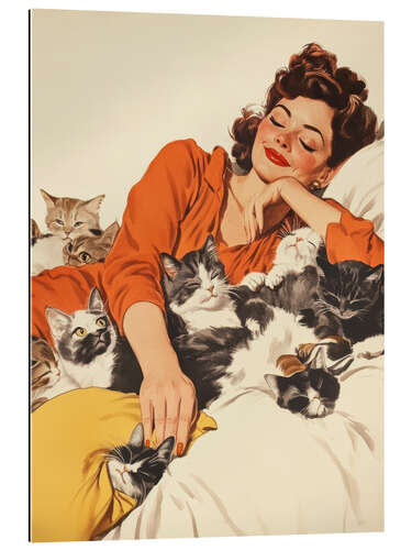 Quadro em plexi-alumínio Sleeping with Kitties