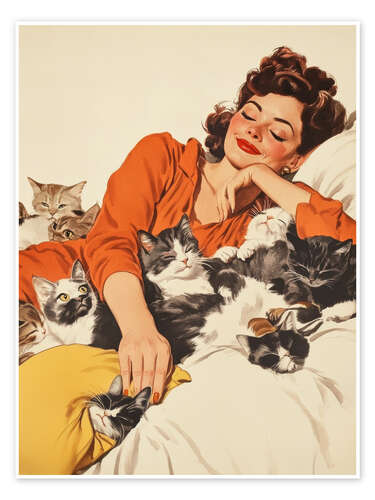 Poster Sleeping with Kitties