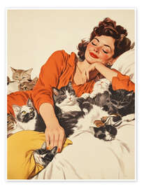 Poster Sleeping with Kitties
