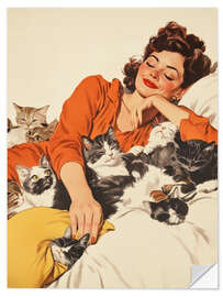 Selvklæbende plakat Sleeping with Kitties