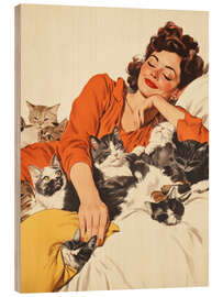Trätavla Sleeping with Kitties