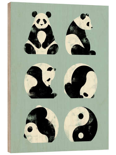 Tableau en bois Yin Yang Panda
