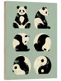 Tableau en bois Yin Yang Panda