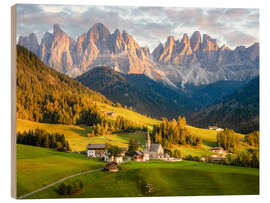 Tableau en bois Sunset in the Dolomites - Nils Steiner