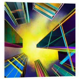 Tableau en verre acrylique Skyscrapers and starry sky - Steffen Schuster