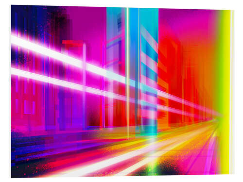 Print på skumplade Big city at night
