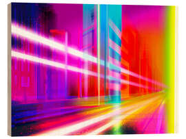 Tableau en bois Big city at night