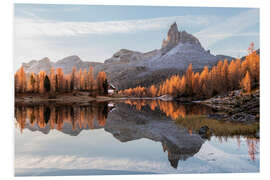 Hartschaumbild Goldener Herbst in den Dolomiten
