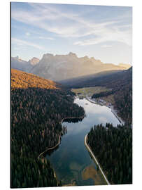 Alubild Sonnenuntergang am Lago Misurina in den Dolomiten - Andreas Wonisch