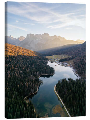 Canvas print Sunset at Lake Misurina in the Dolomites