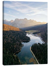 Canvas print Sunset at Lake Misurina in the Dolomites - Andreas Wonisch