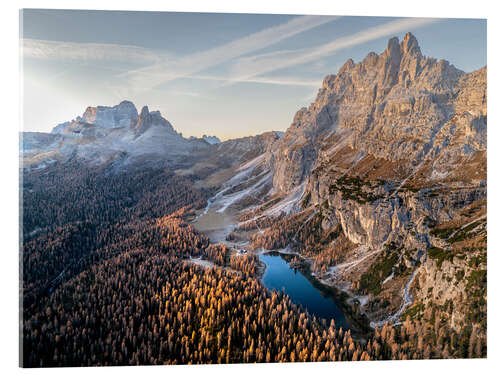 Acrylglasbild Sonnenaufgang in den herbstlichen Dolomiten