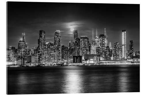 Acrylglasbild Vollmond über der Midtown Manhattan Skyline
