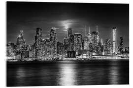 Acrylglasbild Vollmond über der Midtown Manhattan Skyline - Melanie Viola