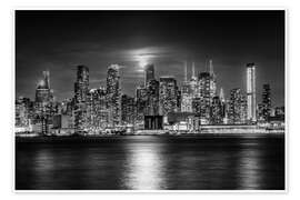 Billede Full moon over the Midtown Manhattan skyline - Melanie Viola