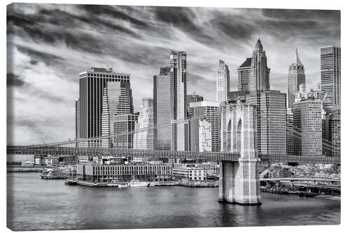 Tableau sur toile Brooklyn Bridge with Pier 17 and South Street Seaport