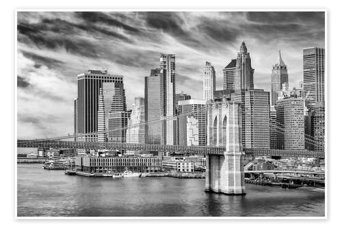 Poster Brooklyn Bridge with Pier 17 and South Street Seaport