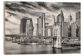 Tableau en bois Brooklyn Bridge with Pier 17 and South Street Seaport - Melanie Viola