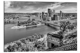 Cuadro de aluminio Monochrome Pittsburgh Skyline and Duquesne Incline - Melanie Viola