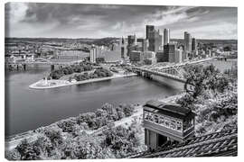 Quadro em tela Monochrome Pittsburgh Skyline and Duquesne Incline - Melanie Viola